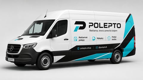 White and black delivery van with Polepto branding