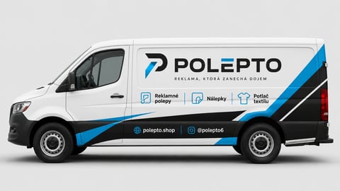 White and black delivery van with Polepto branding