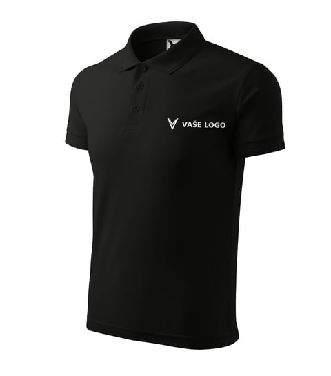 Black polo shirt with VASE logo embroidered on chest